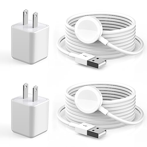 Ultimate Apple Watch Charger Bundle: 2-Pack 6.6 FT Extra Long Fast Charging Cables with USB A Wall Plug, Compatible with All Series 10/9/Ultra 2/8/7/6/5/4/3/2/SE/1 – Efficient, Portable Power Solution for On-the-Go Users