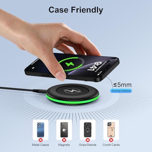 Samsung S25 Edge 15 W Fast Wireless Charging Pad – Ultimate Power Hub for Galaxy S25 Ultra, S25+, Z Fold/Flip 6, i Phone 16 Series & Google Pixel 9 – Sleek Design with 18 W Adapter for Enhanced Compatibility & Safety Features – Tangle-Free Charging Solution