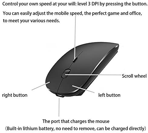 Sleek Bluetooth Wireless Mouse for Mac, Windows & i Pad – Ergonomic Design, High-Precision Navigation, Rechargeable & Dual-Mode Compatibility (Gray & Black) – Elevate Your Productivity with Clutter-Free Connectivity