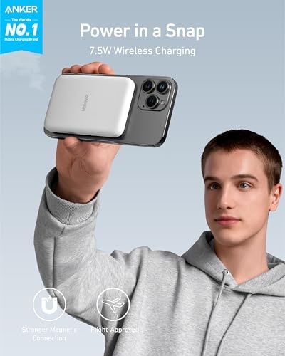 Anker 621 Mag Go Wireless Power Bank – 5,000 m Ah Magnetic Portable Charger for i Phone 12 to 16 Series, Compact Design with USB-C Cable, Fast Mag Safe Charging Solution for On-the-Go Power Needs