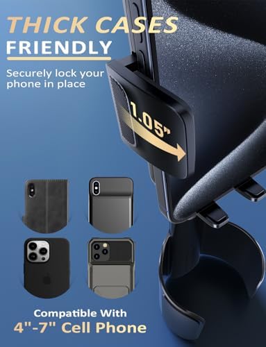 Innovative Adjustable Aluminum Car Cup Phone Holder Mount – Universal Smartphone Stand for 4.0-7.0 Inch Devices | Enhance Driving Safety with Custom Height & Angle Adjustments | Effortlessly Fits in Trucks, SUVs & Cars | Perfect for i Phone, Samsung & More