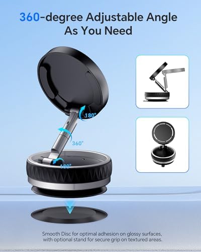 Ultimate 360° Rotating Magnetic Phone Holder – Versatile Suction Cup Mount for Smooth Surfaces, Gym, Bathroom & More – Compatible with i Phone 16/15/14/13 – Enhanced Stability & Hands-Free Convenience for Everyday Use