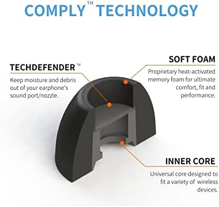 Transform Your Listening Experience with Comply TW-300-B Memory Foam Earbud Tips | Premium Noise Isolation & Custom Fit for Beats Studio Buds Plus, Ear Fun, Soundcore & More | Black (S/M/L) (3 Pairs) for Enhanced Comfort and Performance