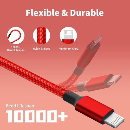 Ultimate 4-in-1 Fast Charging Cable – 65 W Multi-Device Charger with E-Mark Chip for i Phone 16/15/14/13, i Pad, and Laptops – High-Speed USB-C/Lightning Connectivity for Enhanced Performance and Versatility