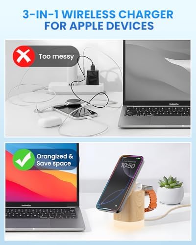 Travel-Ready Joy Geek 3-in-1 Wireless Charging Station – Fast Mag-Safe Charger for i Phone 16-12 Series, Apple Watch Series 10-2, and Air Pods Pro – Ultimate Compatibility and Speed for On-the-Go Lifestyle