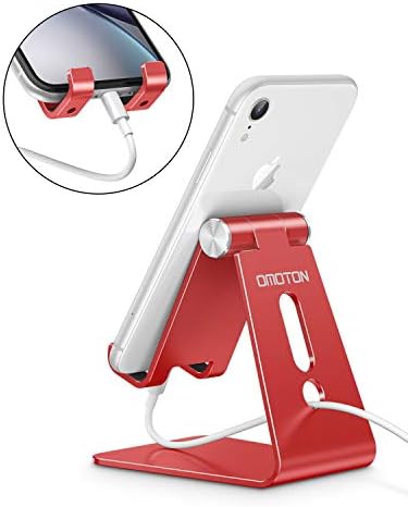 OMOTON Adjustable Cell Phone Stand, C2 Aluminum Desktop Phone Holder Dock Compatible with iPhone 15 14 13 Xs XR 8 Plus 7 6, Samsung Galaxy, Google Pixel, Android Phones – Enhanced Compatibility and Speed