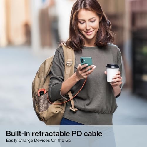 Ultra-Fast 2025 Portable Power Bank 10000 m Ah with Integrated Retractable PD Cable – 35 W Quick Charge Solution for i Phone, Samsung, Android, i Pad & Mac Book – Dual Device Charging Capability & Intelligent LED Power Indicator (Chic Blue)