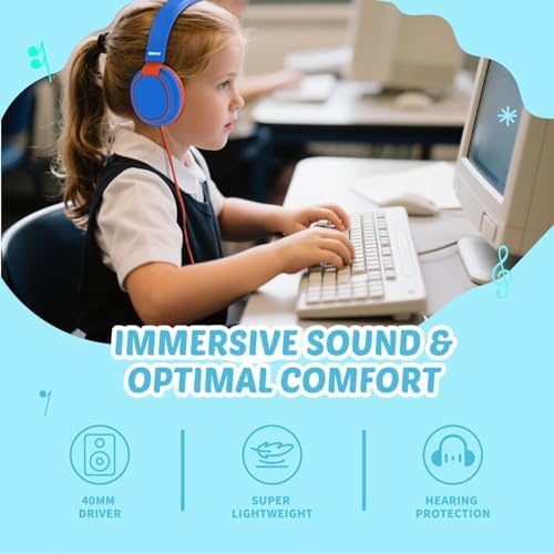 MIDOLA Kids Over-Ear Headphones: Safe Audio Experience with Noise Limitation, Foldable & Travel-Friendly Design, Custom Volume Control (85/110 d B), Built-In Microphone, and AUX Compatibility for School, Gaming, and Family Adventures in Sleek Black