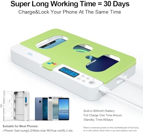 Portable Smart Auto Phone Timer Lock Box for iPhone and Android Phones, Self-Control Timer Locker to Help Kids,Students, Adults Focus Back,Prevent Excessive Games, Mobile Phone Addiction(White) – Enhanced Compatibility and Speed
