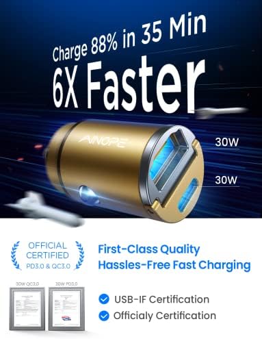 AINOPE 90 W Compact Dual Port USB-C Car Charger – Ultra-Fast Charging for i Phone 16 Pro Max, i Pad, and Samsung Devices – Sleek Metal Design for Maximum Efficiency and Enhanced Compatibility – Smallest Power Delivery Solution for On-the-Go Charging
