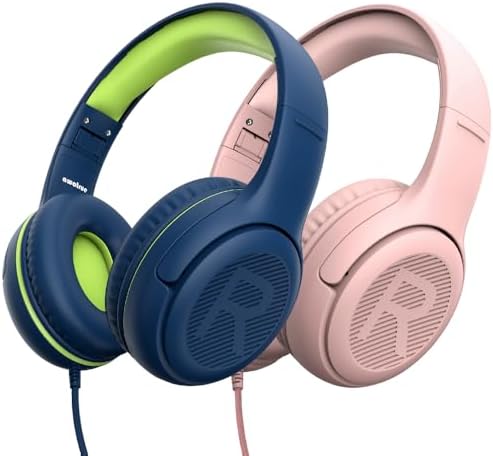 Premium Volume-Limiting Kids Wired Headphones with Microphone – Ultimate Hearing Protection at 85/94 d B – Foldable On-Ear Design for Effortless Travel – Perfect for Learning, Gaming, and Entertainment – Universal 3.5 mm Compatibility for All Devices