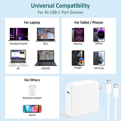 Ultra-Fast 100 W USB-C Power Adapter for Mac Book, Compatible with 13″ to 16″ Models & i Pad Pro – Smart Charging with LED Indicator, Foldable Plug, and Full Safety Features for Enhanced Device Protection and Portability
