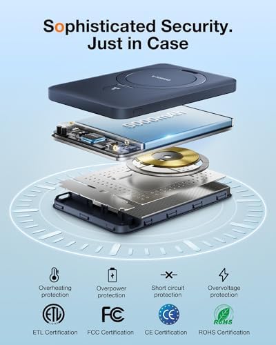 TORRAS Magnetic 10000 m Ah Portable Power Bank – Ultra-Slim Wireless Charger for i Phone with Fast Charging & Integrated O-Stand, Compatible with Mag Safe, 16 Pro Max, Pro, 15, 14, 13, 12 – Essential Travel Companion for Effortless Connectivity