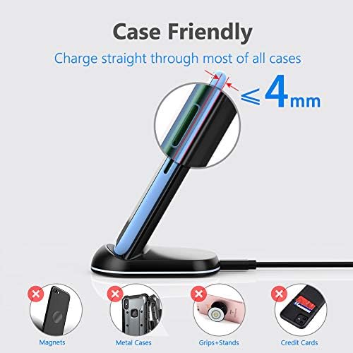 Yootech Dual Wireless Charging Stand – 10 W Fast Charger for i Phone 16/15/14/SE 2022 & Galaxy S22/S21/S20/S10 – Sleek, Non-Slip Design for Home & Office – Efficient Qi Wireless Charger with No AC Adapter Needed – Ultimate Convenience for Modern Lifestyles