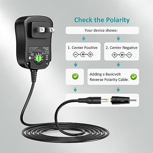 Efficient Multi-Voltage Universal AC/DC Adapter with 11 Interchangeable DC Plugs – Regulated Power Supply for Household Electronics, 2.0 A and 24 W Output for Optimal Device Compatibility and Quick Charging Solutions