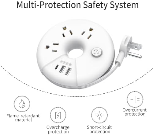 Compact Travel Power Strip – NTONPOWER 3 Outlets & 3 USB Ports (1 USB-C) for Effortless Charging on Cruises, Hotels & Home – 3 ft Short Extension Cord, Lightweight & Cruise Approved for Seamless Device Connectivity – Essential Travel Accessory for Adventurers & Tech Enthusiasts