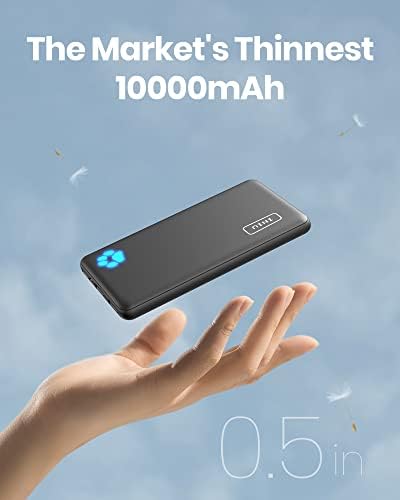 Slimmest 10,000 m Ah INIU Portable Charger – Ultra-Slim Power Bank with High-Speed 5 V/3 A USB-C Charging for i Phone 16, 15, 14, 13, 12, Samsung S22, S21, Google Devices – Lightweight, Travel-Friendly External Battery Pack for On-the-Go Power Solutions
