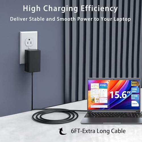 UL Listed 12 V AC Charger for Naclud X15 & FUNYET Duetbook 14 – Versatile Power Supply with 2 A, 2.5 A, 3 A Output Options – Compact, Lightweight Laptop Adapter for Home, Office, Travel – Reliable Fast Charging for Multiple Devices – Engineered for Safety and Longevity