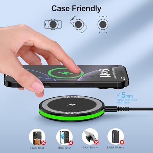 Samsung S22 Ultra Wireless Charging Stand – Fast 15 W Qi-Compatible Charger for Galaxy S25/S24/S23/S22, Google Pixel 9 Pro/8/7, i Phone 16/15/14 Series – Non-Slip Design with Smart LED Indicator and 4 FT USB-C Cable – Safe, Efficient, and Sleep-Friendly Charging Solution for All Qi-Enabled Devices