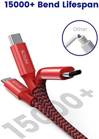 16 Ft Extra Long i Phone Charger Cable – 2-Pack MFi Certified Fast Charging USB-C to Lightning Cords with Durable Nylon Braided Design for i Phone 14/14 Pro/14 Pro Max/13/12, i Pad & Air Pods – Unmatched Flexibility & Reliability in Red