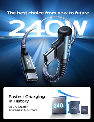 Optimize your charging setup with the AINOPE 240 W USB C to USB C Cable, a 6-foot powerhouse engineered for ultimate speed and flexibility. Featuring a right-angle connector, this fast charging cable is perfect for gaming or multitasking without the clutter of tangled cords. Compatible with the latest devices, including i Phone 16 Pro Max, i Phone 15, Mac Book Air/Pro, i Pad Pro, Samsung Galaxy, and Pixel, it delivers an impressive 240 W power output for rapid charging. The dual-pack offers exceptional value, ensuring you have a reliable charging solution wherever you go. Built with premium materials for durability, the sleek grey and blue design enhances your tech aesthetic while providing long-lasting performance. Elevate your device charging experience with this versatile cable, designed for both home and office use, while ensuring seamless connectivity across all your electronics.