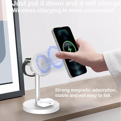 2025 Premium 3-in-1 Wireless Charging Station for i Phone 16/15/14/13/12, Apple Watch 9/Ultra 2, and Air Pods | 20 W Fast Charger with Mag-Safe Alignment, Sleek Black Bedside Dock for Enhanced Device Organization and Efficiency