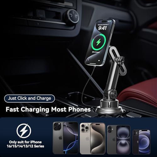 Miracase [2025 Latest Upgraded] Universal Cup Phone Holder for Car, [Rotatable & Adjustable] Long Neck Car Cup Holder Phone Mount Compatible with iPhone, Samsung, Google & More Smartphones – Enhanced Compatibility and Speed
