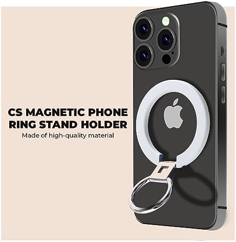 Magnetic Phone Ring Stand Holder Cell Phone Ring Holder 360 Degree Rotation Finger Ring Grip Adjustable Kickstand & Magnet Wireless Charging for iPhone 14 Plus 13 12 Pro Max Mini Accessories – White – Enhanced Compatibility and Speed