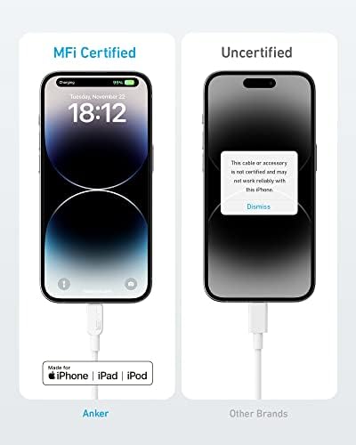 Anker 6 FT USB C to Lightning Cable Duo – MFi Certified High-Speed Charging Solution for i Phone 14 Series and More – Durable & Flexible Dual Pack for Ultimate Convenience and Connectivity