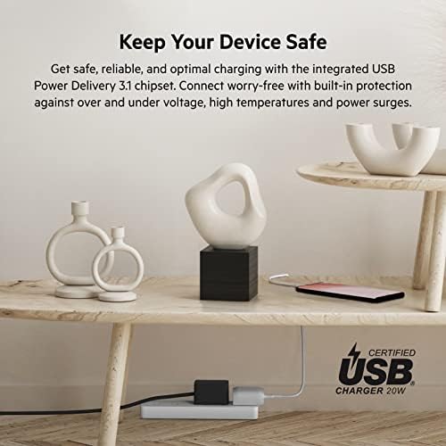 Belkin 30 W USB-C Fast Charger Block – Universal Compatibility for i Phone 16 Series, Galaxy S25, i Pad & More – Compact Design with Overcharge Protection for Travel Efficiency and Reliable Performance