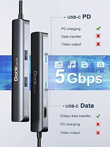 Transform Your Workstation with the Dockteck 6-in-1 USB C Hub Ethernet – Ultimate Multiport Adapter Featuring 4 K@60 Hz HDMI, 100 W Power Delivery, and High-Speed 1 Gbps LAN for Mac Book Pro, Surface Pro, XPS, and More – Effortless Connectivity and Fast Charging for Professionals and Students