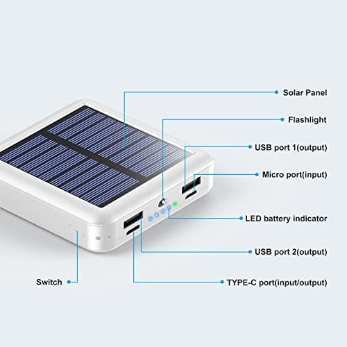 High-Capacity 12000 m Ah Solar Power Bank with Built-in Cables and Dual Flashlight – Ultimate Portable Charger for i Phone, Tablets, and Samsung Devices – Eco-Friendly Solar Charger for Outdoor Adventures and Emergency Use