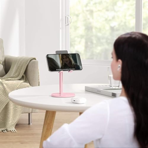 Cell Phone Stand, OMOTON Angle Height Adjustable Phone Holder, Aluminum Desktop Phone Holder Dock Stand for Desk, Compatible with iPhone 13/Mini/Pro/Max, All Smartphones and Tablets(4-11”),Black – Enhanced Compatibility and Speed