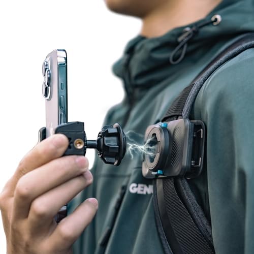 Innovative 360° Magnetic Backpack Strap Clip Mount for Effortless Smartphone Access – Ideal for i Phone 15 Pro Max, 15 Plus, 14, 13, 12, Samsung, and Most Devices – Unmatched Durability and Versatile Viewing Angles for Outdoor Adventures – Quick Clip Mechanism for Seamless Use