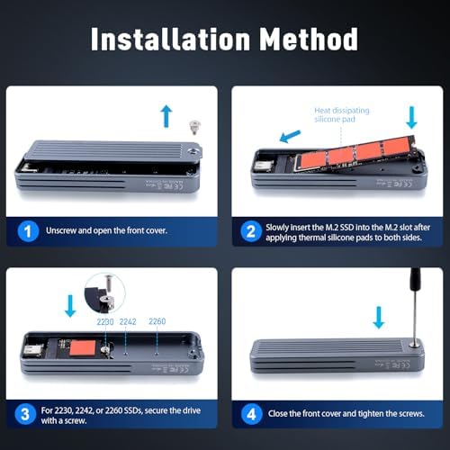 Revolutionize Your Storage with the VCOM M.2 NVMe Enclosure – High-Speed 10 Gbps USB 3.1 Aluminum Adapter for M-Key/M+B Key SSDs (2230/2242/2260/2280) – Ultimate Compatibility with Windows, Mac, Linux & Android – Built-in Cooling Pad for Enhanced Thermal Performance and Reliability