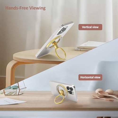 Glitter Black Mag Safe Phone Grip Stand – Stylish Magnetic Ring Holder for i Phone with 360° Rotational Flexibility, Effortless Hands-Free Functionality, and Universal Compatibility for All Mag Safe Devices – Lightweight and Durable Accessory for Everyday Convenience