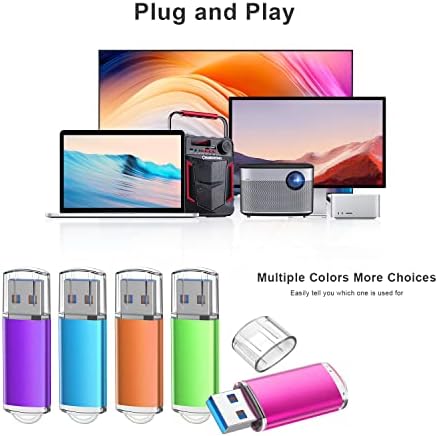 K&ZZ 5 Pack Multicolored 64 GB USB Flash Drives – High-Speed USB 2.0 Thumb Drives for Seamless Data Storage and Transfer – Ideal Portable Jump Drives for PC and Laptop Users – Vibrant and Durable Memory Stick Set for Effortless File Management