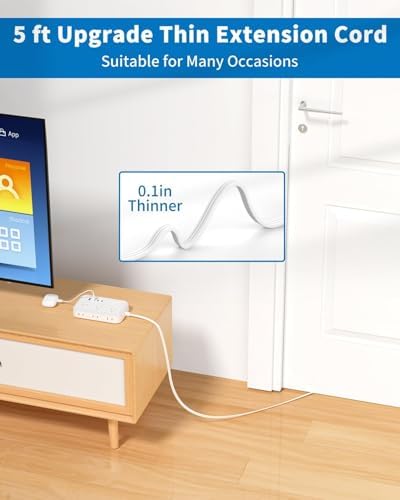 NTONPOWER 6-Outlet Surge Protector Power Strip with 4 USB Charging Ports, Including 2 USB-C Fast Chargers, 5-Foot Flat Plug Extension Cord for Home, Office & Dorm Room – Ultimate Device Protection & Space-Saving Solution