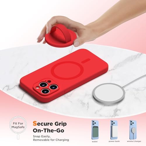 Upgraded Magnetic Phone Grip for i Phone: Premium Silicone Loop Holder with Mag Safe Compatibility – Ergonomic 360-Degree Stand, Non-Slip Design in Sleek Black for Enhanced Comfort and Secure Handling on i Phone 16/15/14/13/12 Pro Max/Plus