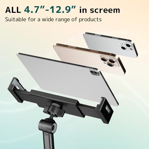 Heavy-Duty Multi-Angle Tablet Stand for i Pad & Phones – Adjustable Foldable Holder for 4.7-12.9 inch Devices, Perfect for Ergonomic Comfort and Stability in Home or Office – Sleek Black Finish for Modern Workspaces