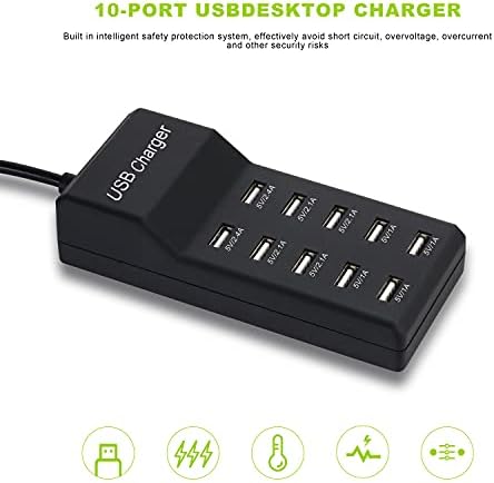 High-Power 10-Port USB Charging Station – 50 W Rapid Charger for i Phone 15 and Earlier Models – Multi-Device Charging Hub with Safety Features – Sleek White Design Perfect for Home, Office, and Shared Spaces – Fast, Efficient Charging Solution for Families and Professionals