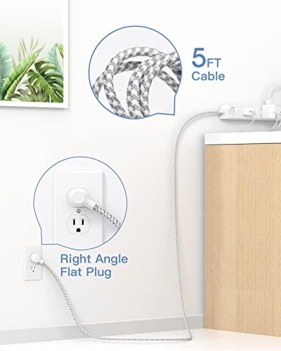 15 ft Heavy-Duty Extension Cord with Surge Protection | 8 AC Outlets & 3 Fast USB Ports | Flat Plug Wall Mount Power Strip for Home & Office | ETL Certified Charging Station for Safe, Efficient Device Management