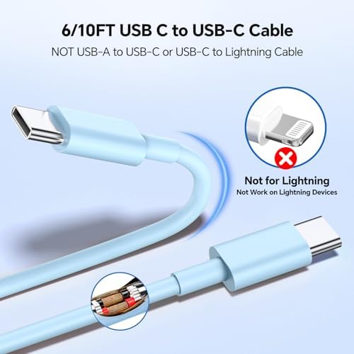 Lightning-Fast 20 W USB-C Wall Charger & 10 FT Cable for i Phone 15/16/Plus/Pro Max – Sleek Pink-Blue Power Adapter for Ultimate Charging Performance and Versatile Use