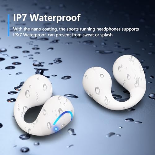 Revolutionize Your Audio Journey with Cutting-Edge Open Ear Bone Conduction Bluetooth 5.3 Earbuds – Ergonomic Clip-On Design for Active Lifestyles, Unmatched 60-Hour Playtime in Digital Display Charging Case, IPX7 Waterproof for Ultimate Performance and Comfort, Stay Aware of Your Surroundings While Enjoying Pristine Sound Quality
