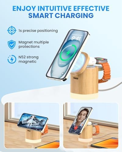 Travel-Ready Joy Geek 3-in-1 Wireless Charging Station – Fast Mag-Safe Charger for i Phone 16-12 Series, Apple Watch Series 10-2, and Air Pods Pro – Ultimate Compatibility and Speed for On-the-Go Lifestyle