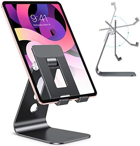 OMOTON Versatile Adjustable Tablet Stand for Desk – Enhanced Stability with Extended Arms for i Pad Pro/Air/Mini & Larger Smartphones – Stylish Purple Holder for Optimal Viewing Comfort and Clutter-Free Workspace