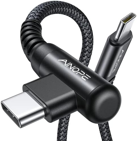 Revolutionize Your Charging with AINOPE 60 W USB C Cable 2-Pack – 10 ft Durable Nylon Braided Right Angle Type C Charger for i Phone 16 Pro Max, Samsung S24, and i Pad Pro – Fast Charging, Enhanced Compatibility, and Long-Lasting Performance