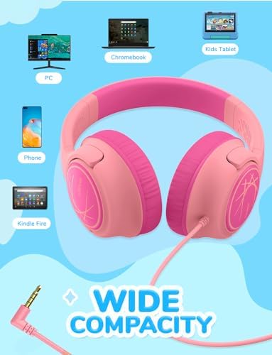 i Clever Kids Headphones: Safe 85 d B Volume Limit, Ergonomic Foldable Design, Superior Stereo Sound, 3.5 mm Jack Compatibility – Ideal for Travel, School & Home Use – Stylish Blue-Green for Boys & Girls