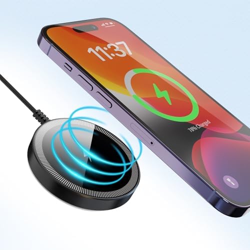 Enhance Your Charging Experience with the Premium 15 W Mag Safe Wireless Charger – LCD Display, Magnetic Fast Charging Pad for i Phone 12-16 Series, Sleek Glass Design, USB-C Port, Perfect for On-the-Go Power Solutions