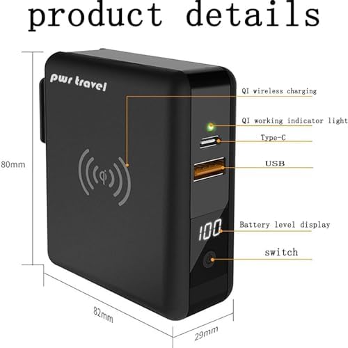 Ultimate 5-in-1 Travel Power Bank with 10,000 m Ah Capacity – Portable Wireless Charger Featuring AC Wall Plug, Built-in Cables, Dual Input Options, and 4 Output Ports for Multi-Device Compatibility – Perfect for Travelers and Adventurers